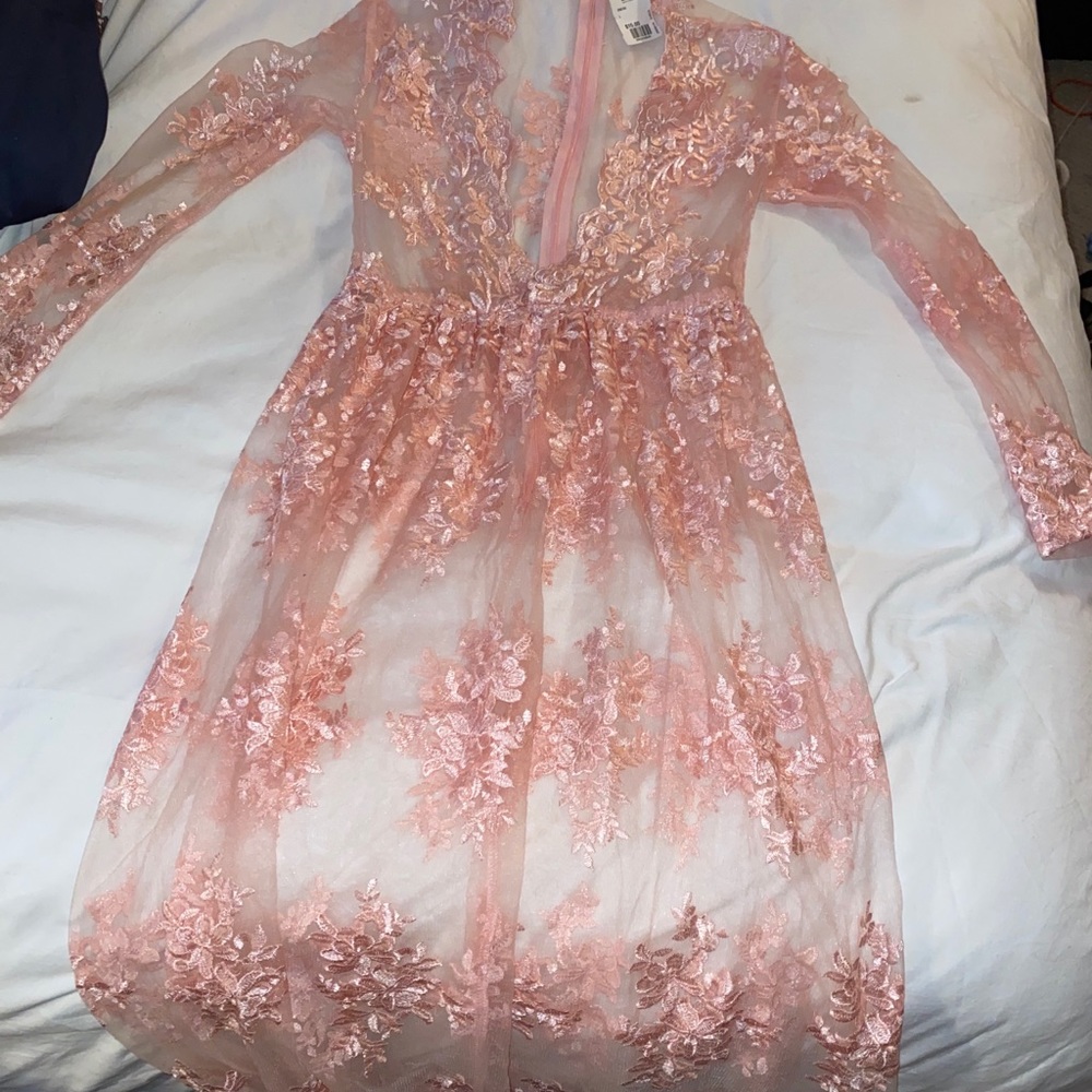 pink lace maxi dress